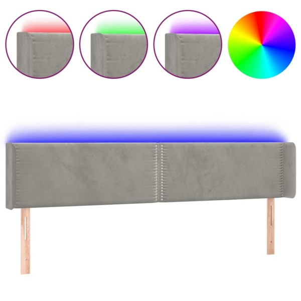 Cabecero con LED de terciopelo gris claro 183x16x78/88 cm Cabecero con LED de terciopelo gris claro 183x16x78/88 cm
