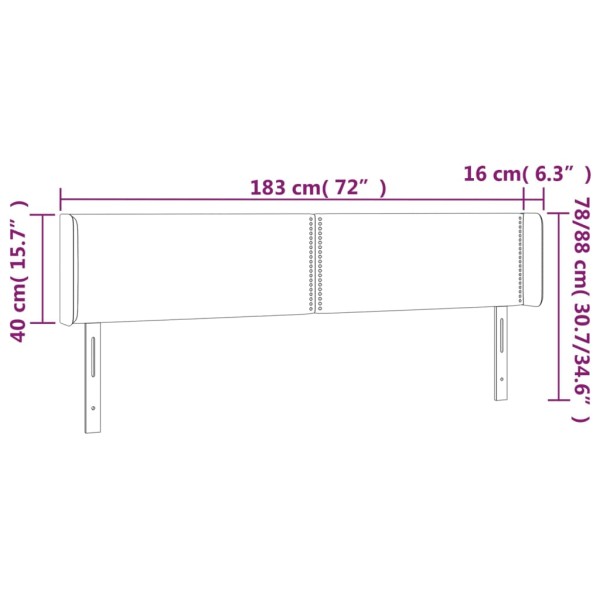Cabecero con LED de terciopelo gris claro 183x16x78/88 cm Cabecero con LED de terciopelo gris claro 183x16x78/88 cm
