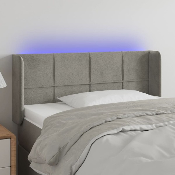 Cabecero con LED de terciopelo gris claro 103x16x78/88 cm Cabecero con LED de terciopelo gris claro 103x16x78/88 cm