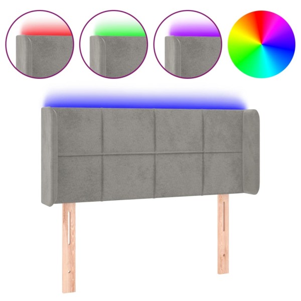Cabecero con LED de terciopelo gris claro 103x16x78/88 cm Cabecero con LED de terciopelo gris claro 103x16x78/88 cm