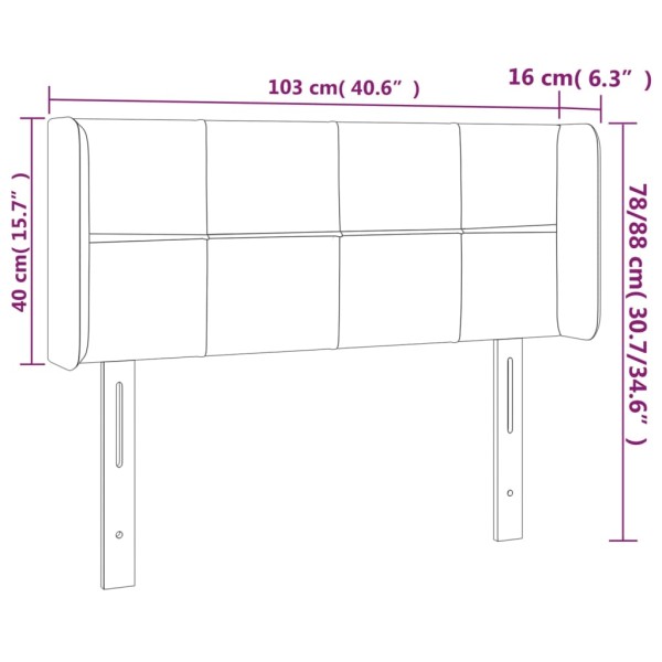 Cabecero con LED de terciopelo gris claro 103x16x78/88 cm Cabecero con LED de terciopelo gris claro 103x16x78/88 cm