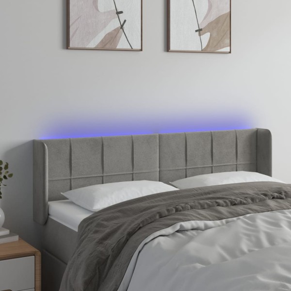 Cabecero con LED de terciopelo gris claro 147x16x78/88 cm Cabecero con LED de terciopelo gris claro 147x16x78/88 cm