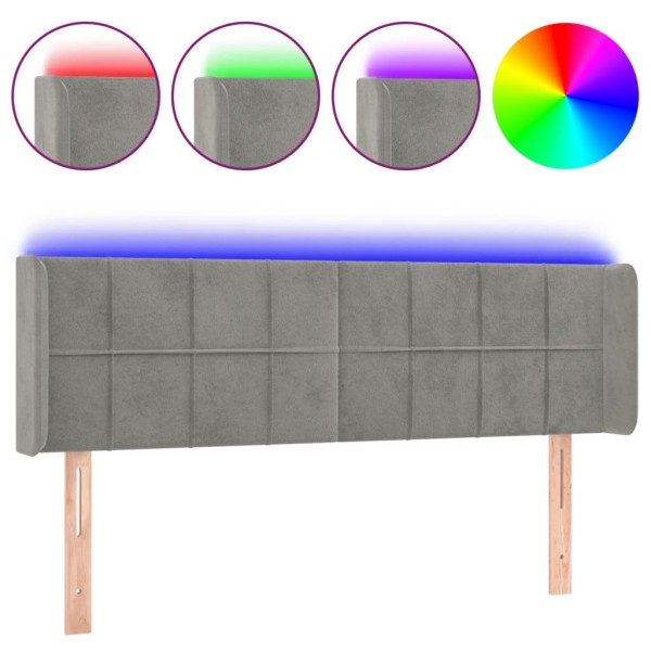 Cabecero con LED de terciopelo gris claro 147x16x78/88 cm Cabecero con LED de terciopelo gris claro 147x16x78/88 cm
