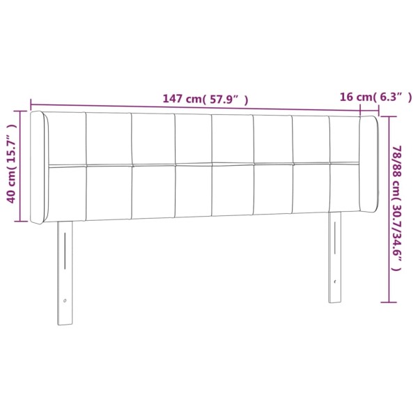 Cabecero con LED de terciopelo gris claro 147x16x78/88 cm Cabecero con LED de terciopelo gris claro 147x16x78/88 cm