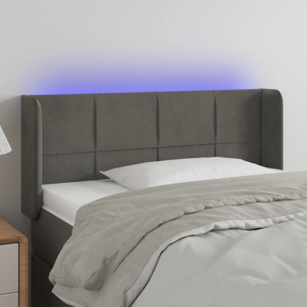 Cabecero con LED de terciopelo gris oscuro 83x16x78/88 cm Cabecero con LED de terciopelo gris oscuro 83x16x78/88 cm