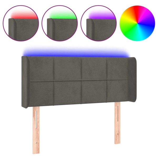 Cabecero con LED de terciopelo gris oscuro 83x16x78/88 cm Cabecero con LED de terciopelo gris oscuro 83x16x78/88 cm