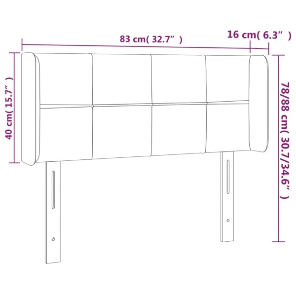 Cabecero con LED de terciopelo gris oscuro 83x16x78/88 cm Cabecero con LED de terciopelo gris oscuro 83x16x78/88 cm
