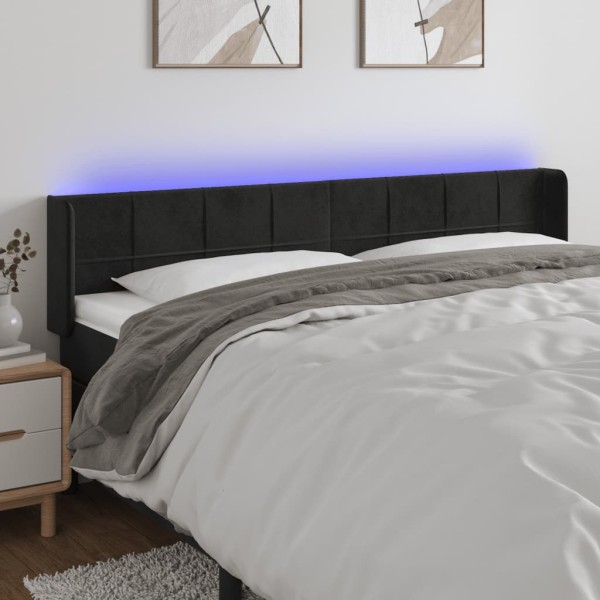 Cabecero con LED de terciopelo negro 163x16x78/88 cm Cabecero con LED de terciopelo negro 163x16x78/88 cm