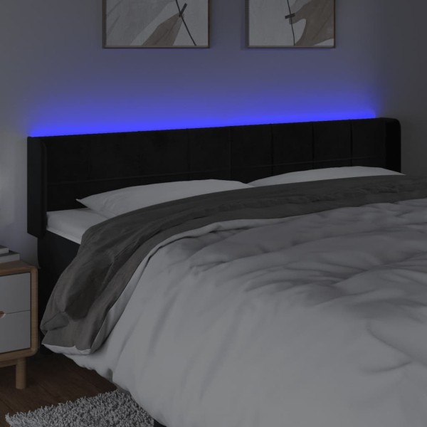 Cabecero con LED de terciopelo negro 163x16x78/88 cm Cabecero con LED de terciopelo negro 163x16x78/88 cm
