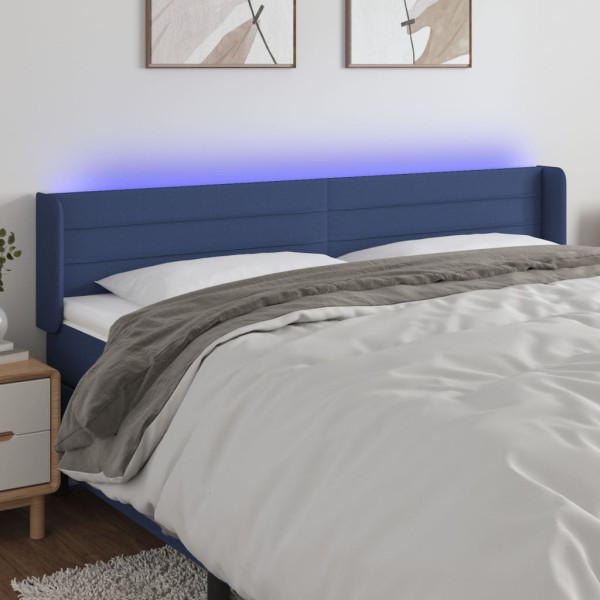 Cabecero con LED de tela azul 163x16x78/88 cm Cabecero con LED de tela azul 163x16x78/88 cm