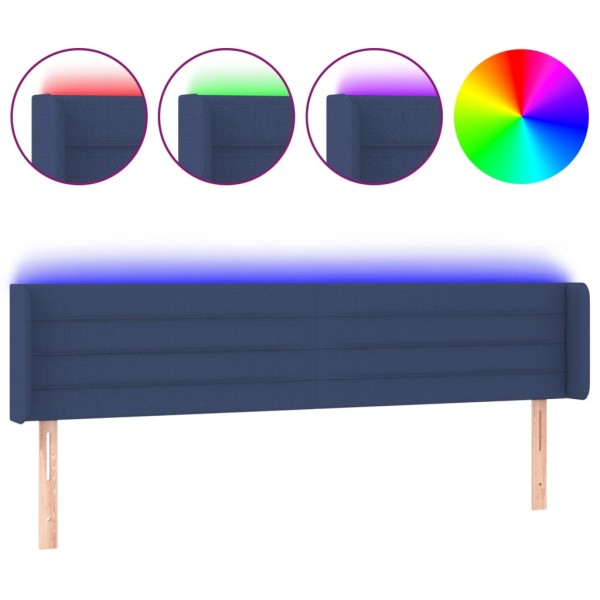Cabecero con LED de tela azul 163x16x78/88 cm Cabecero con LED de tela azul 163x16x78/88 cm