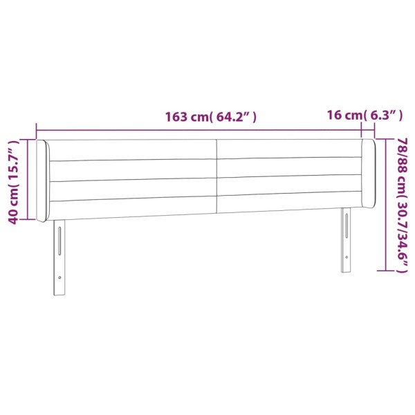 Cabecero con LED de tela azul 163x16x78/88 cm Cabecero con LED de tela azul 163x16x78/88 cm