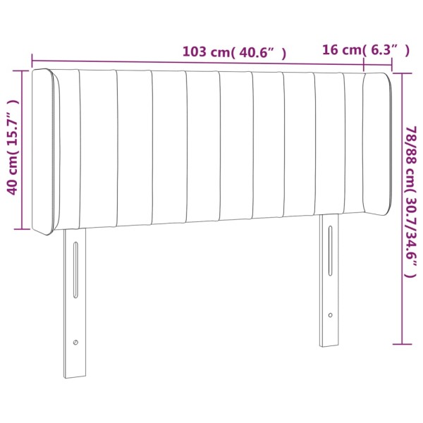 Cabecero con LED de tela negro 103x16x78/88 cm Cabecero con LED de tela negro 103x16x78/88 cm