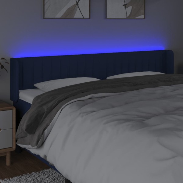 Cabecero con LED de tela azul 203x16x78/88 cm Cabecero con LED de tela azul 203x16x78/88 cm