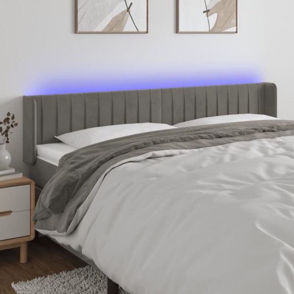 Cabecero con LED de terciopelo gris claro 203x16x78/88 cm Cabecero con LED de terciopelo gris claro 203x16x78/88 cm