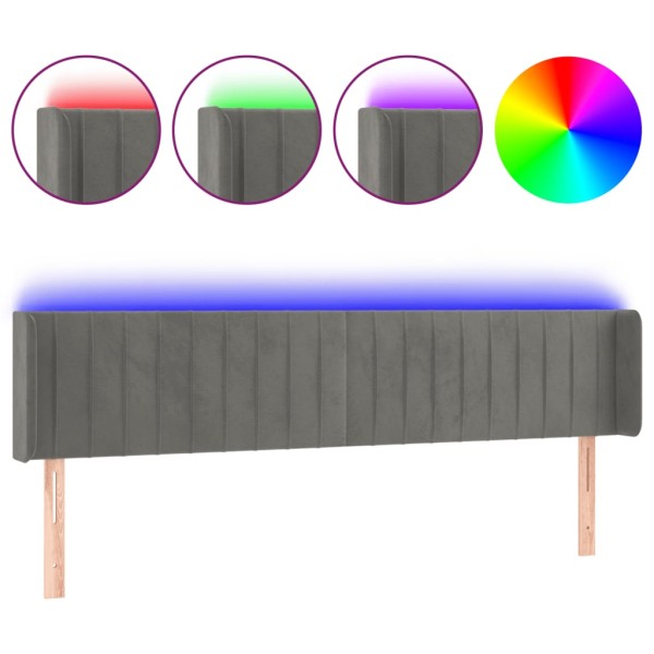 Cabecero con LED de terciopelo gris claro 203x16x78/88 cm Cabecero con LED de terciopelo gris claro 203x16x78/88 cm
