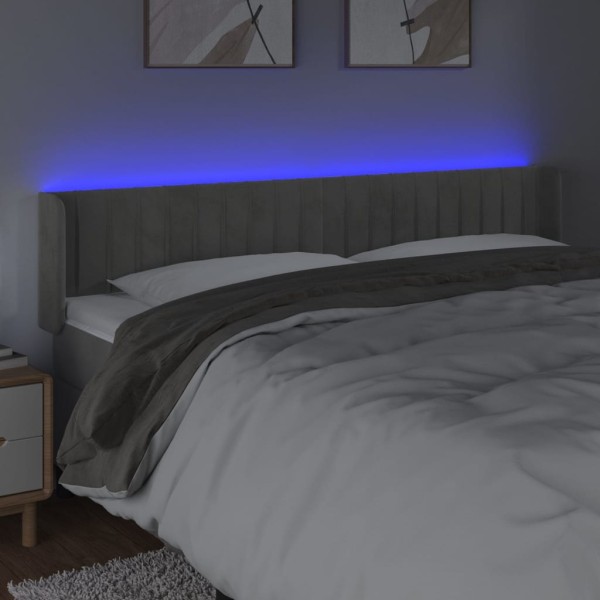 Cabecero con LED de terciopelo gris claro 203x16x78/88 cm Cabecero con LED de terciopelo gris claro 203x16x78/88 cm