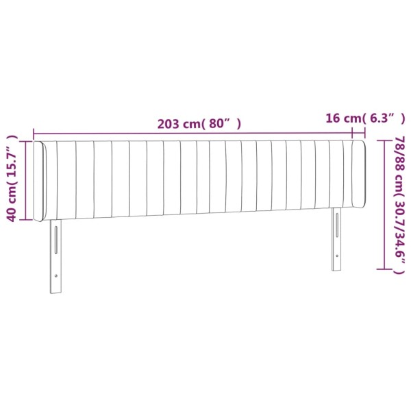 Cabecero con LED de terciopelo gris claro 203x16x78/88 cm Cabecero con LED de terciopelo gris claro 203x16x78/88 cm