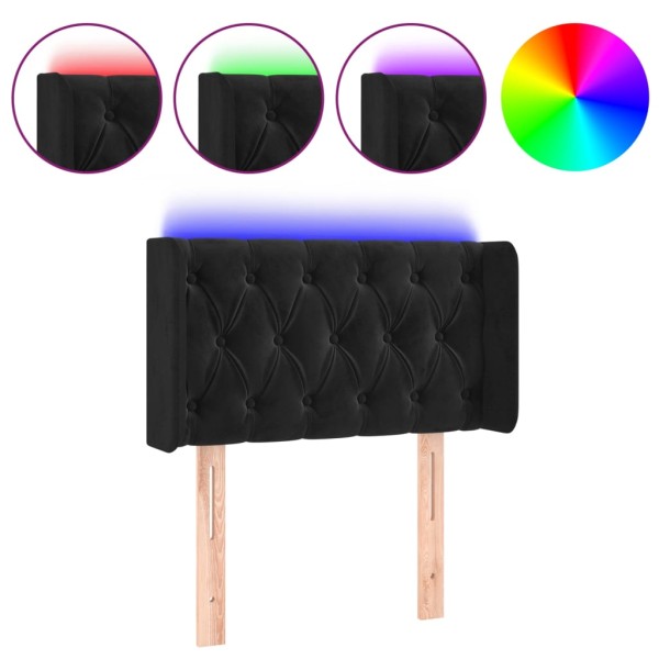 Cabecero con LED de terciopelo negro 83x16x78/88 cm Cabecero con LED de terciopelo negro 83x16x78/88 cm