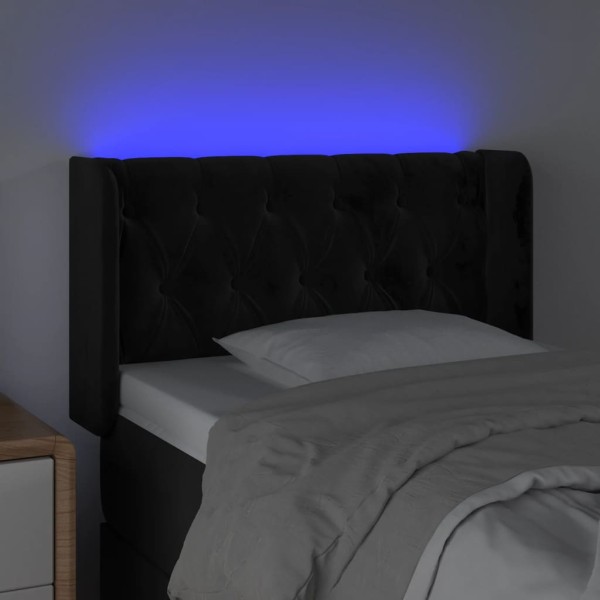 Cabecero con LED de terciopelo negro 83x16x78/88 cm Cabecero con LED de terciopelo negro 83x16x78/88 cm