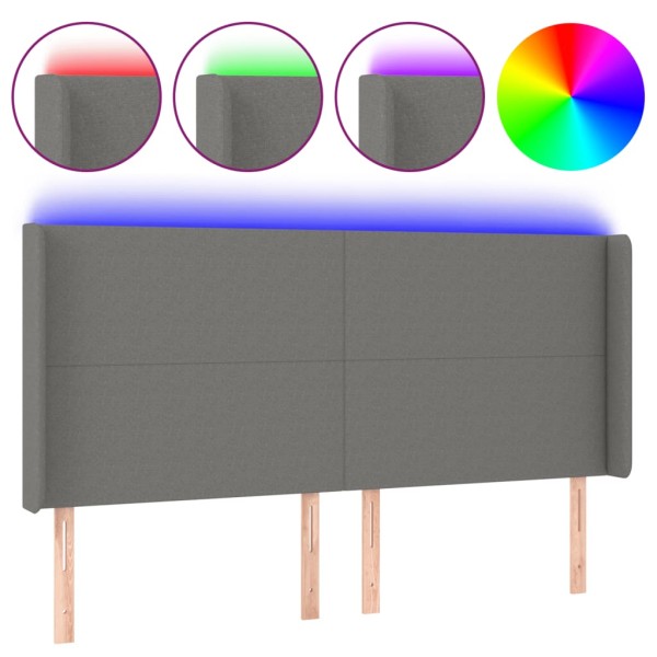 Cabecero con LED de tela gris oscuro 183x16x118/128 cm Cabecero con LED de tela gris oscuro 183x16x118/128 cm