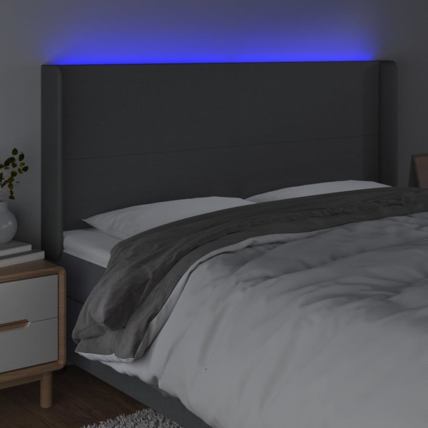 Cabecero con LED de tela gris oscuro 183x16x118/128 cm Cabecero con LED de tela gris oscuro 183x16x118/128 cm