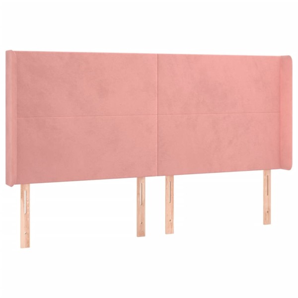 Cabecero con LED de terciopelo rosa 203x16x118/128 cm Cabecero con LED de terciopelo rosa 203x16x118/128 cm