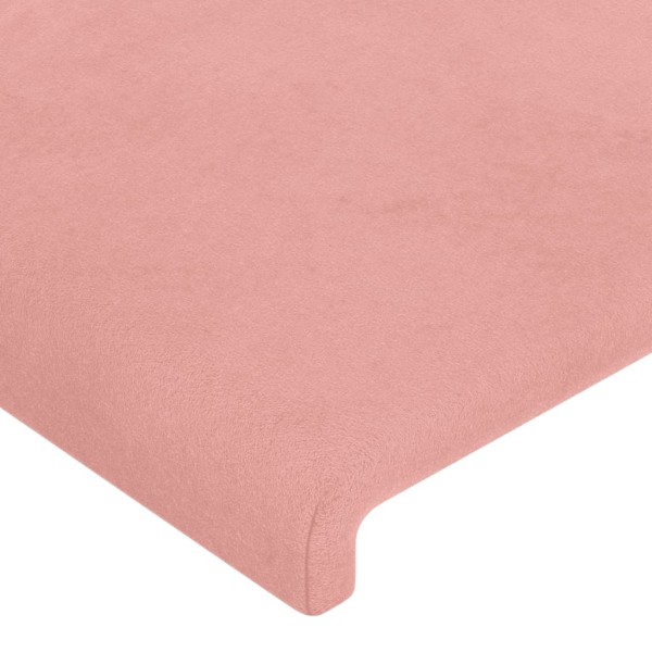 Cabecero con LED de terciopelo rosa 203x16x118/128 cm Cabecero con LED de terciopelo rosa 203x16x118/128 cm