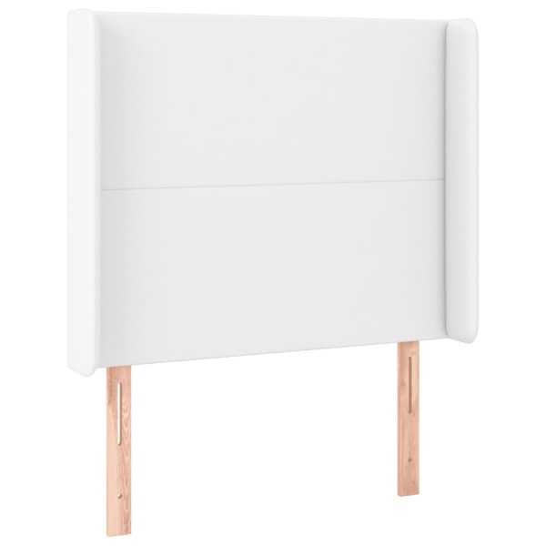 Cabecero con LED cuero sintético blanco 93x16x118/128 cm Cabecero con LED cuero sintético blanco 93x16x118/128 cm