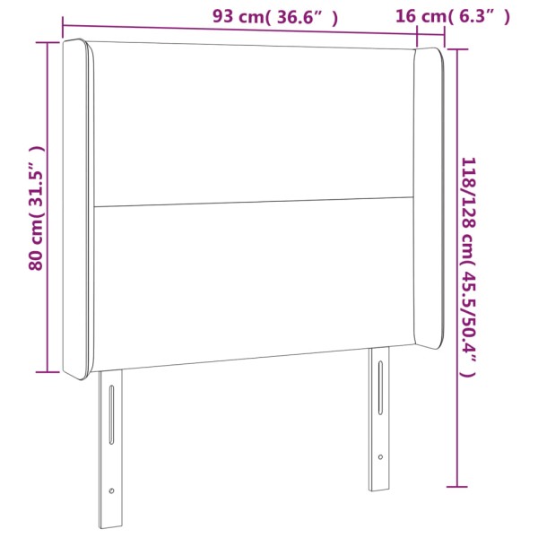 Cabecero con LED cuero sintético blanco 93x16x118/128 cm Cabecero con LED cuero sintético blanco 93x16x118/128 cm