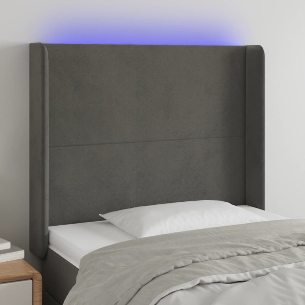 Cabecero con LED de terciopelo gris oscuro 103x16x118/128 cm Cabecero con LED de terciopelo gris oscuro 103x16x118/128 cm