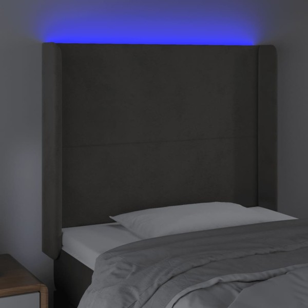 Cabecero con LED de terciopelo gris oscuro 103x16x118/128 cm Cabecero con LED de terciopelo gris oscuro 103x16x118/128 cm
