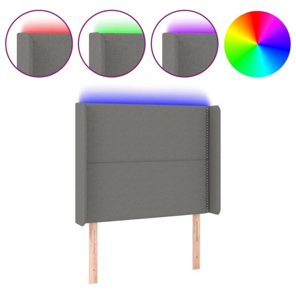 Cabecero con LED de tela gris oscuro 93x16x118/128 cm Cabecero con LED de tela gris oscuro 93x16x118/128 cm