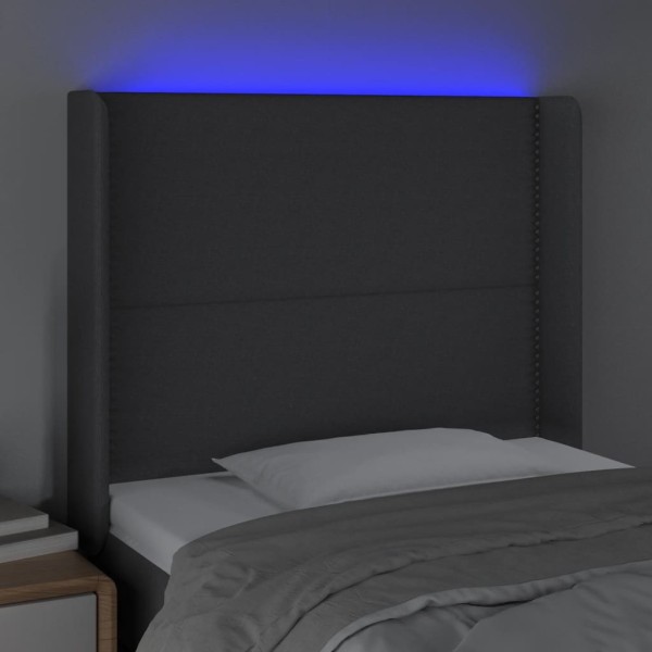 Cabecero con LED de tela gris oscuro 93x16x118/128 cm Cabecero con LED de tela gris oscuro 93x16x118/128 cm