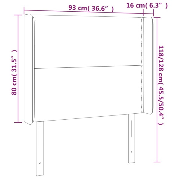 Cabecero con LED de tela gris oscuro 93x16x118/128 cm Cabecero con LED de tela gris oscuro 93x16x118/128 cm
