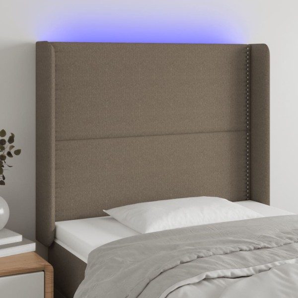 Cabecero con LED de tela gris taupe 103x16x118/128 cm Cabecero con LED de tela gris taupe 103x16x118/128 cm