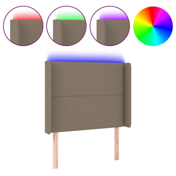 Cabecero con LED de tela gris taupe 103x16x118/128 cm Cabecero con LED de tela gris taupe 103x16x118/128 cm
