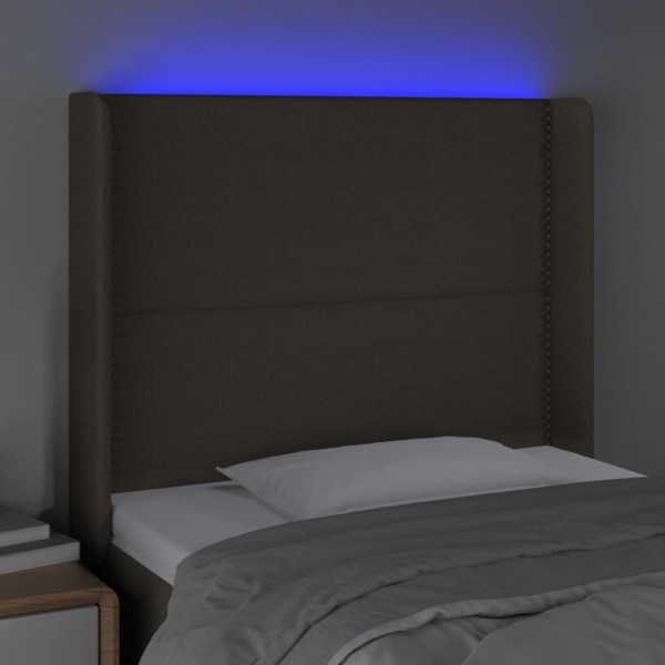 Cabecero con LED de tela gris taupe 103x16x118/128 cm Cabecero con LED de tela gris taupe 103x16x118/128 cm