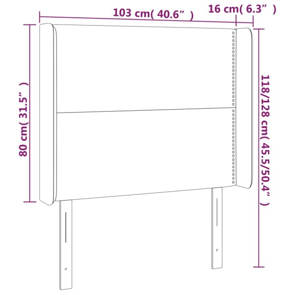 Cabecero con LED de tela gris taupe 103x16x118/128 cm Cabecero con LED de tela gris taupe 103x16x118/128 cm