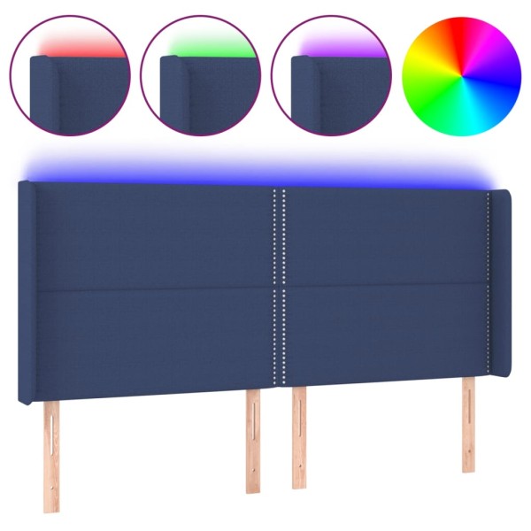Cabecero con LED de tela azul 183x16x118/128 cm Cabecero con LED de tela azul 183x16x118/128 cm