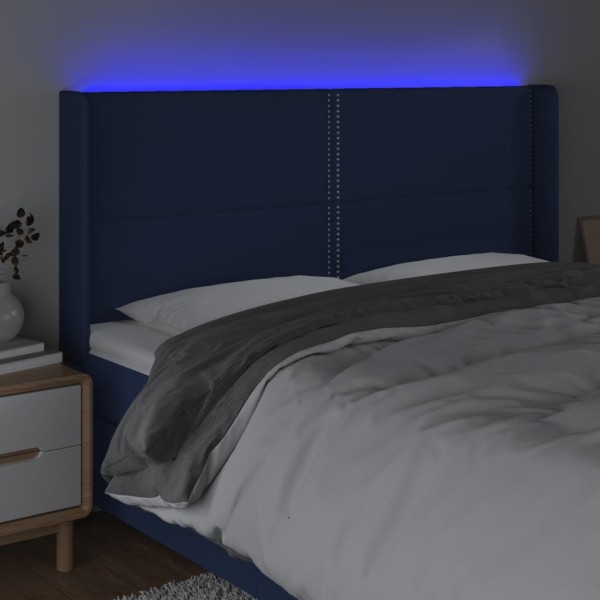 Cabecero con LED de tela azul 183x16x118/128 cm Cabecero con LED de tela azul 183x16x118/128 cm