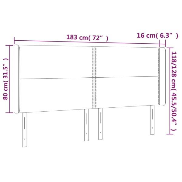 Cabecero con LED de tela azul 183x16x118/128 cm Cabecero con LED de tela azul 183x16x118/128 cm