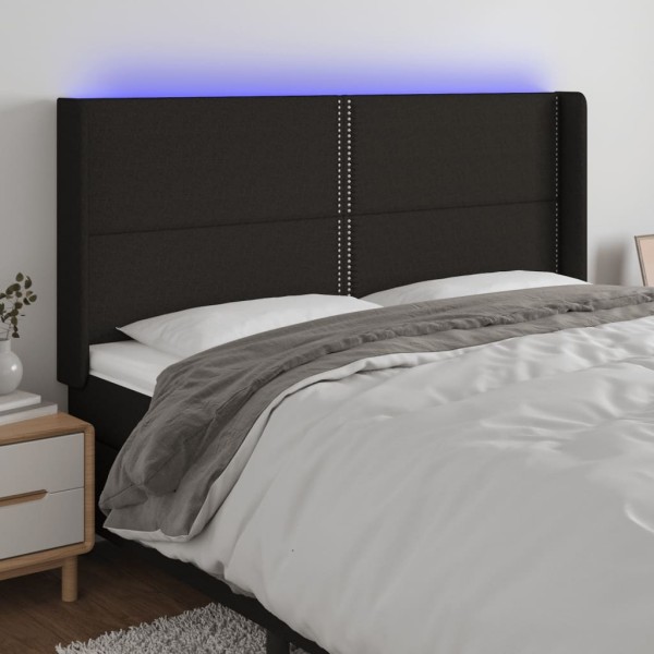 Cabecero con LED de tela negro 163x16x118/128 cm Cabecero con LED de tela negro 163x16x118/128 cm