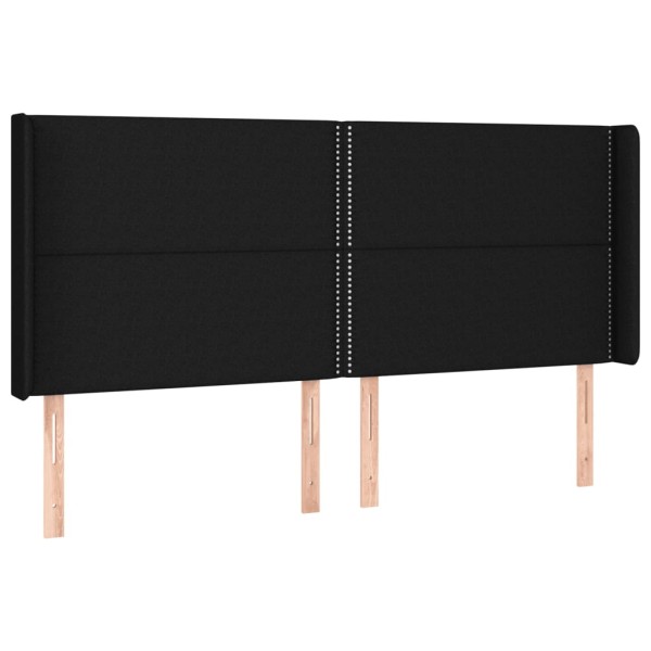 Cabecero con LED de tela negro 163x16x118/128 cm Cabecero con LED de tela negro 163x16x118/128 cm