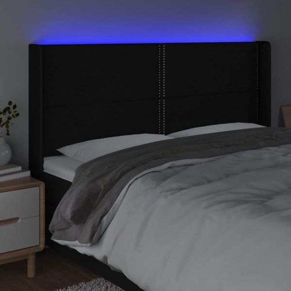Cabecero con LED de tela negro 163x16x118/128 cm Cabecero con LED de tela negro 163x16x118/128 cm