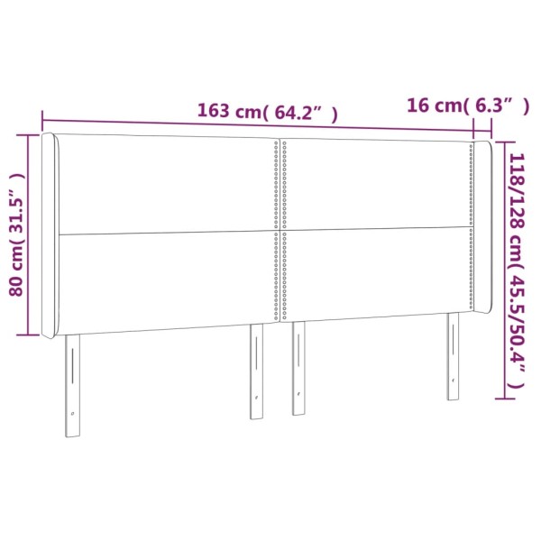Cabecero con LED de tela negro 163x16x118/128 cm Cabecero con LED de tela negro 163x16x118/128 cm
