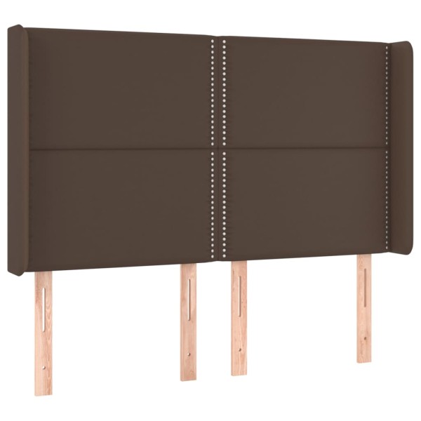 Cabecero con LED cuero sintético marrón 147x16x118/128 cm Cabecero con LED cuero sintético marrón 147x16x118/128 cm