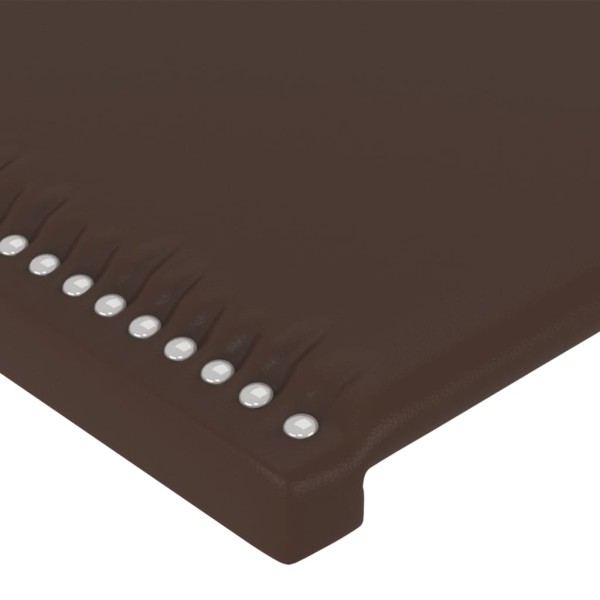 Cabecero con LED cuero sintético marrón 147x16x118/128 cm Cabecero con LED cuero sintético marrón 147x16x118/128 cm