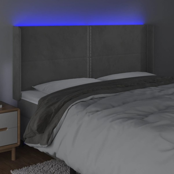 Cabecero con LED de terciopelo gris claro 183x16x118/128 cm Cabecero con LED de terciopelo gris claro 183x16x118/128 cm