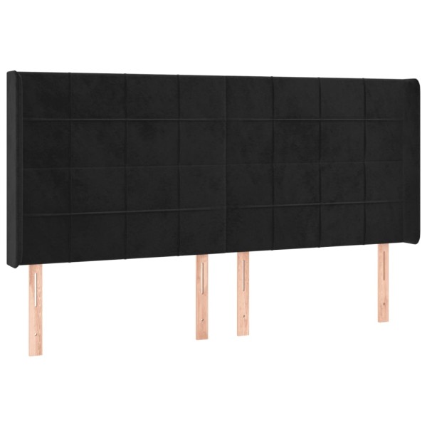 Cabecero con LED de terciopelo negro 163x16x118/128 cm Cabecero con LED de terciopelo negro 163x16x118/128 cm